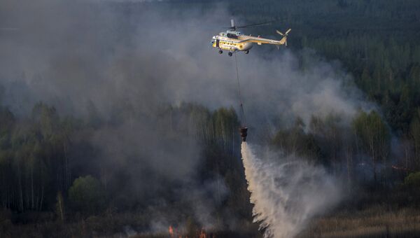 Тушение пожара в Чернобыльской пуще
