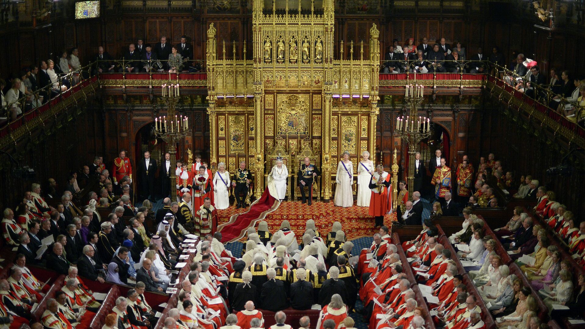 Королева Великобритании Елизавета в Палате лордов на открытии парламента в Вестминстерском дворце в Лондоне - РИА Новости, 1920, 01.02.2018