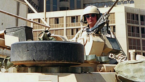 Американские танки в центре Багдада, архивное фото