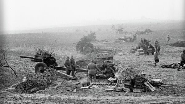 Войска советской артиллерии перед генеральным наступлением на Берлин, апрель 1945 года