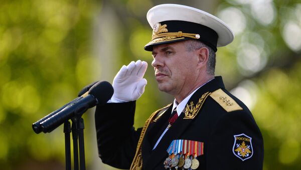 Командующий Черноморским флотом России адмирал Александр Витко во время репетиции Парада Победы в Севастополе