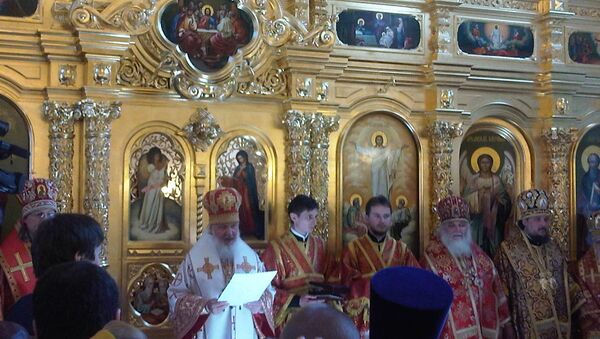 Патриарх Кирилл на освящении воссозданного Преображенского храма на Преображенской площади в Москве