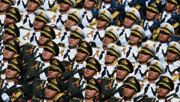 Военнослужащие Народно-освободительной армии Китая во время военного парада в ознаменование 70-летия Победы в Великой Отечественной войне. Архивное фото