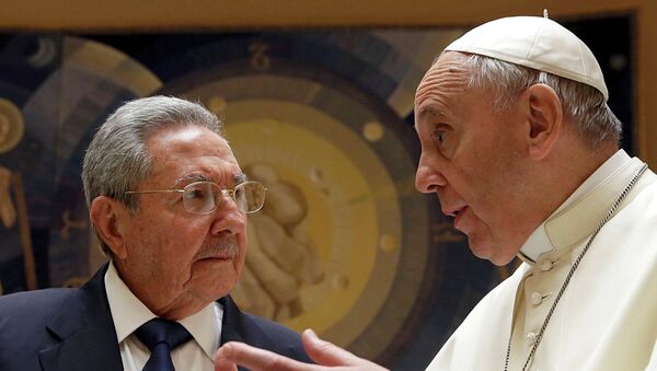 Папа римский Франциск и Рауль Кастро, 10 мая 2015 года