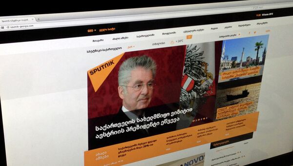 Страница сайта новостного мультимедийного агентства Sputnik на грузинском языке