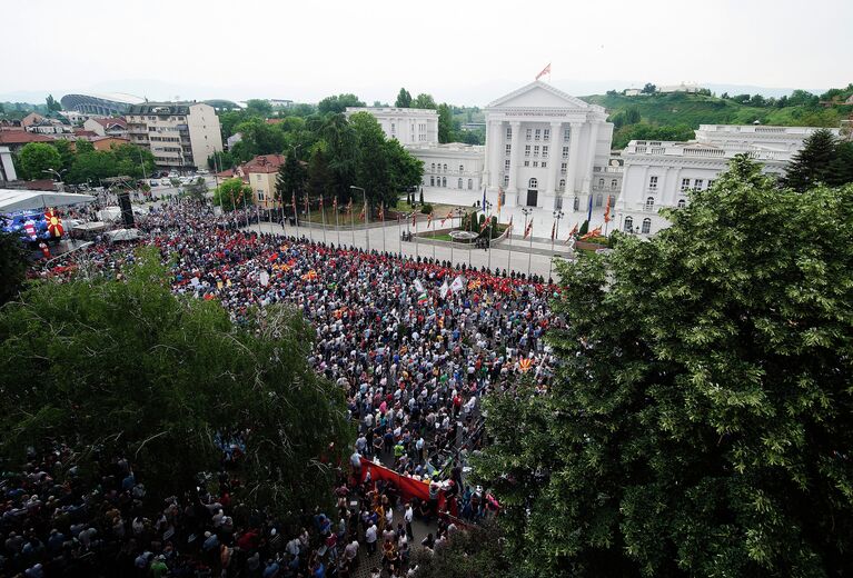 Митинг оппозиции в Скопье, Македония