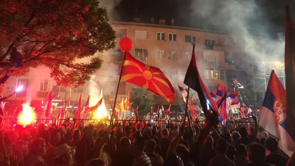 Митинг сторонников правительства в Скопье. Архивное фото