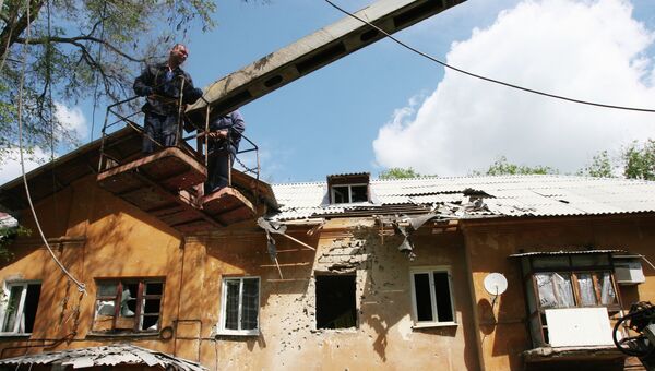 Дом в Донецке, разрушенный в результате обстрела украинскими силовиками