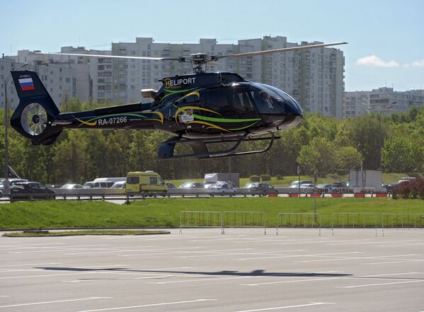 Вертолет Eurocopter EC-130T2, прибывший для участия в выставке HeliRussia 2015