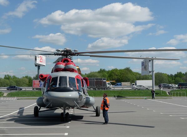 Вертолет Ми-171 Е (Ми-8 АМТ), прибывший для участия в выставке HeliRussia 2015
