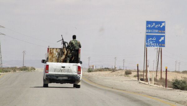 Сирийские военные в окрестностях города Пальмира (Тадмор) в Сирии. Архивное фото