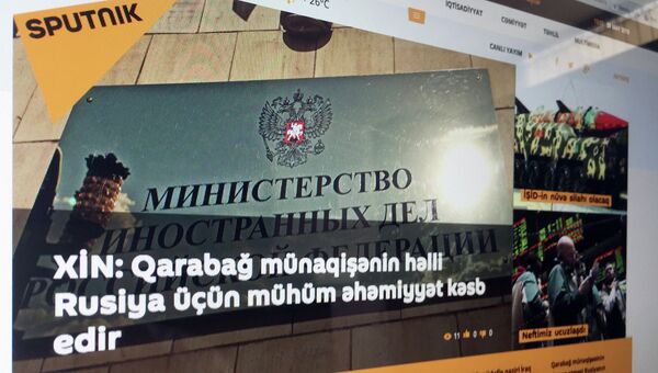 Страница сайта новостного мультимедийного агентства Sputnik на азербайджанском языке