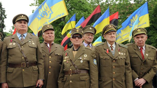 Ветераны Украинской повстанческой армии во время марша в день Праздника Героев во Львове, архивное фото