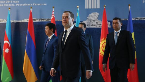 Премьер-министр РФ Д.Медведев принимает участие в заседаниях Совета глав правительств СНГ и ЕАЭС в Казахстане. Архивное фото