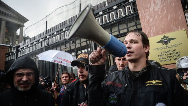 Мотопробег байкеров по случаю гибели своего товарища в ДТП в Москве