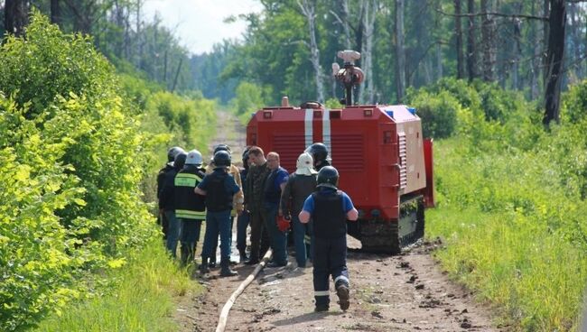 Мобильный комплекс разминирования Ель-10 на территории арсенала на окраине поселка Урман в Республике Башкортостан