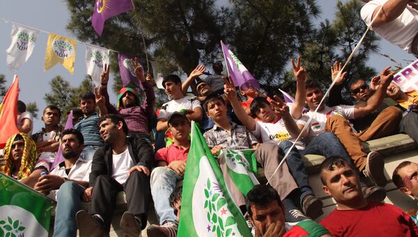 Участники митинга Народно-Демократической партии в Диярбакыре (Турция)