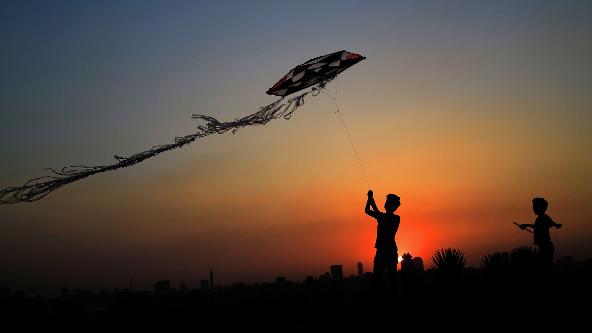 Дети запускают воздушного змея в парке Каира, Египет. Июнь 2015  - РИА Новости, 1920, 30.08.2020