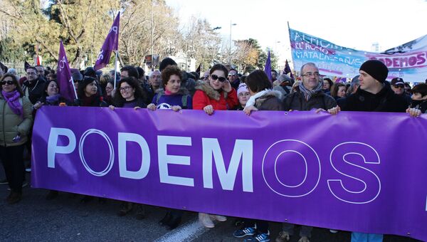 Массовая акция протеста левой оппозиции в Мадриде