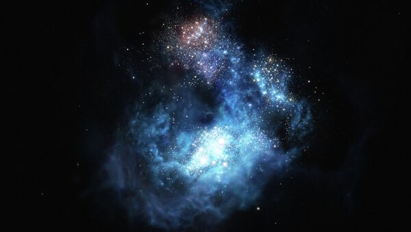 Так художник представил себе галактику CR7, один из древнейших звездных мегаполисов Вселенной