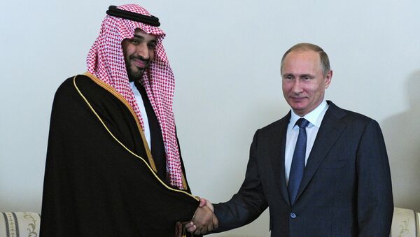 Президент России Владимир Путин и преемник Наследного принца, министр обороны Саудовской Аравии Мухаммед бен Салман. Архивное фото