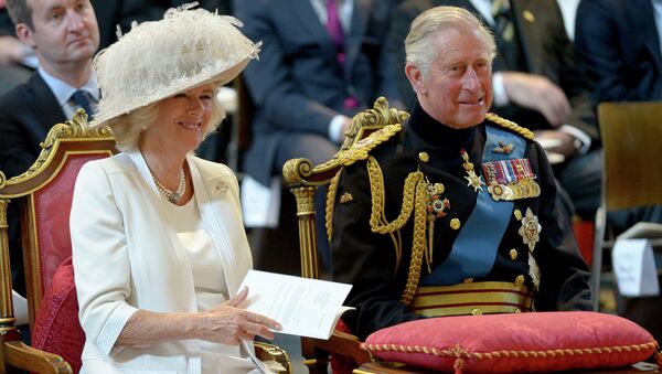 Чарльз, принц Уэльский и Камилла, герцогиня Корнуольская. Прзаднование 200-летия битвы при Ватерлоо в Лондоне. Июнь 2015