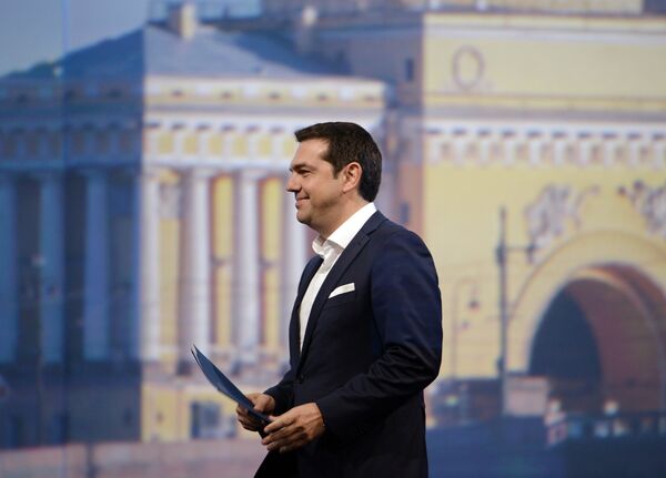 Премьер-министр Греции Алексис Ципрас на пленарном заседании в рамках XIX Петербургского экономического форума
