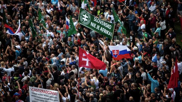 Митинг против миграционной политики Евросоюза в Братиславе, 20 июня 2015