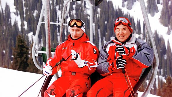 Владимир Путин и Нурсултан Назарбаев на горнолыжном курорте в Казахстане
