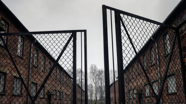 Ворота на территории бывшего концентрационного лагеря Аушвиц-Биркенау в Освенциме