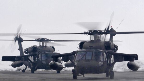 Вертолеты ВВС США в аэропорту Подгорицы, Черногория. Архивное фото