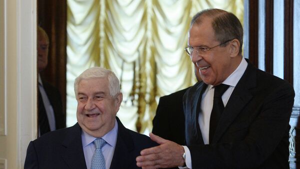 Министр иностранных дел РФ Сергей Лавров (справа) и глава МИД Сирии Валид Муаллем, архивное фото