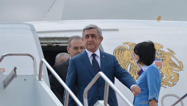 Прилёт в Уфу Президента Республики Армения Сержа Саргсяна. Архивное фото