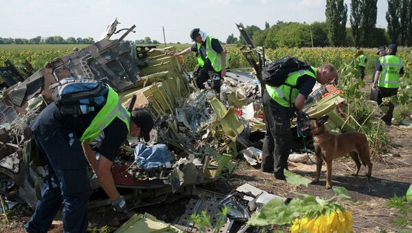 На месте крушения малайзийского самолета Boeing, выполнявшего рейс MH17 Амстердам — Куала-Лумпур