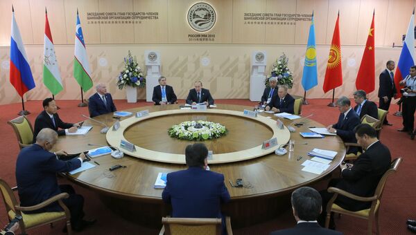 Заседание Совета глав государств-членов ШОС в узком составе. Архивное фото