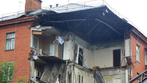 Часть обрушившегося жилого дома по адресу Куйбышева, 103 в Перми.