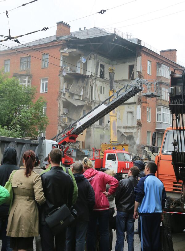 Часть обрушившегося жилого дома по адресу Куйбышева, 103 в Перми