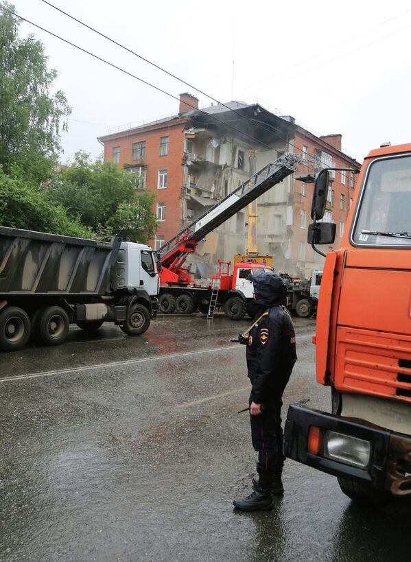 Часть обрушившегося жилого дома по адресу Куйбышева, 103 в Перми.