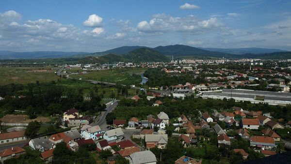 Вид города Мукачево, Украина. Архивное фото