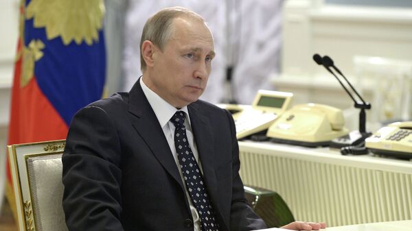 Президент России Владимир Путин в Ситуационном центре в Кремле
