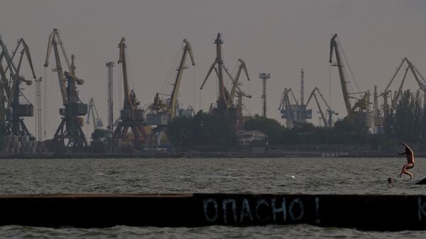 Вид на Мариупольский морской порт на Азовском море, Украина. Архивное фото