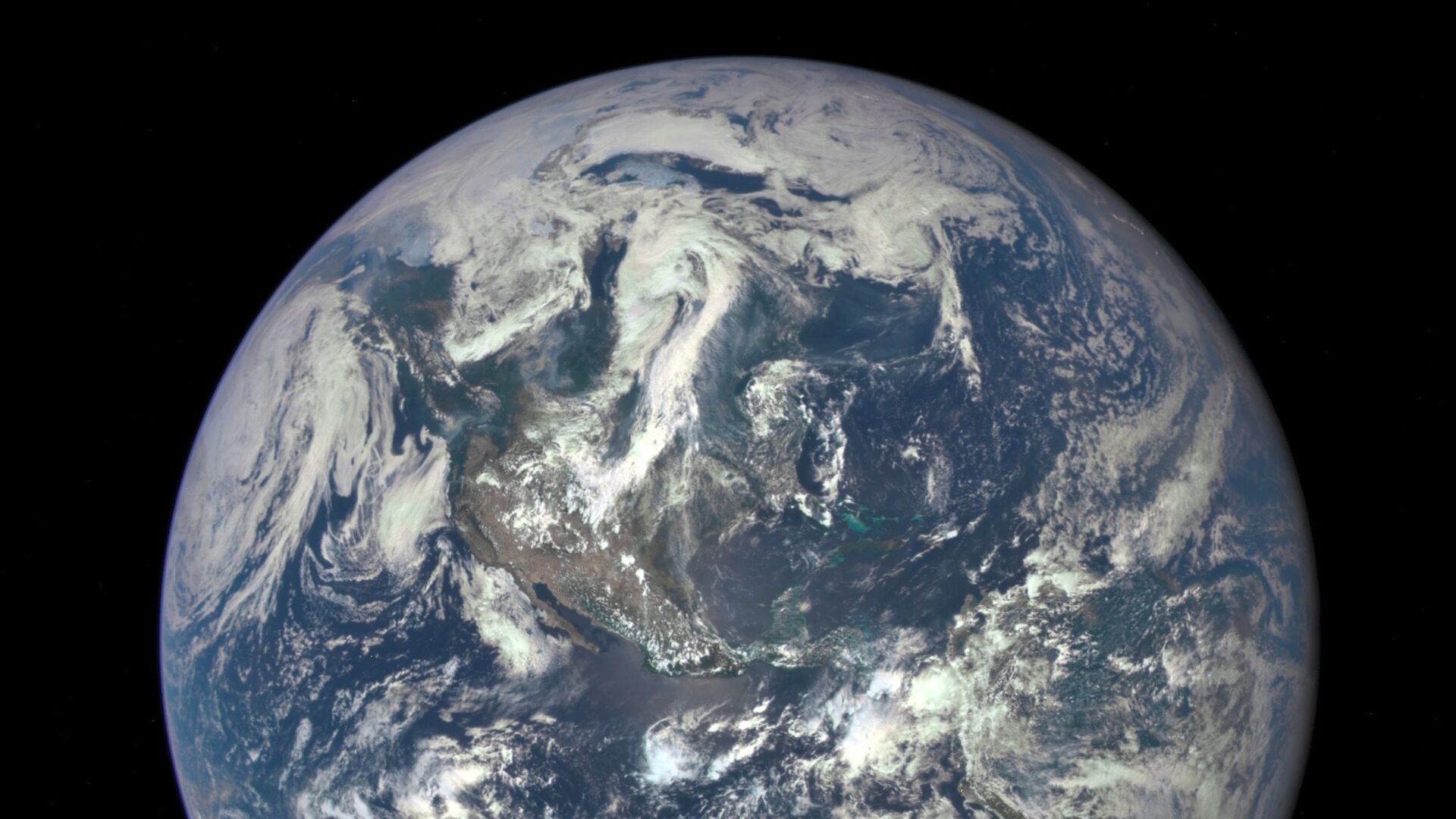 Снимок Земли из космоса, сделанный космическим спутником Deep Space Climate Observatory (DSCOVR). Архивное фото - РИА Новости, 1920, 09.02.2024