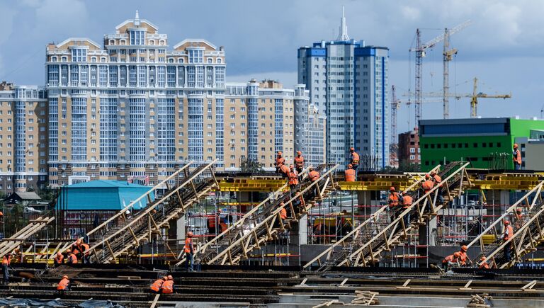 Строительство стадиона Мордовия Арена в Саранске для проведения матчей чемпионата мира по футболу 2018 года