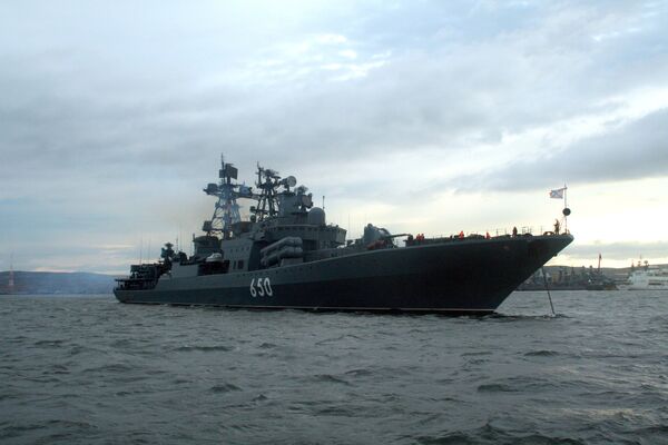Боевой корабль Северного флота - большой противолодочный корабль (БПК) Адмирал Чабаненко