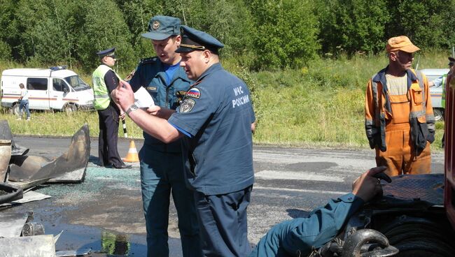 На месте ДТП с участием рейсового автобуса в Козульском районе Красноярского края. Архивное фото