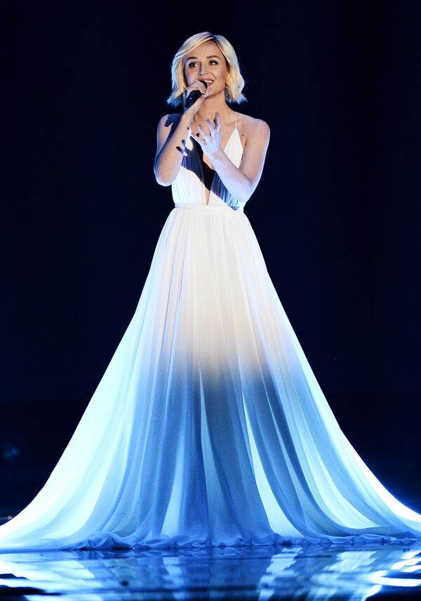 Полина Гагарина во время репетиции на конкурсе Евровидение 2015