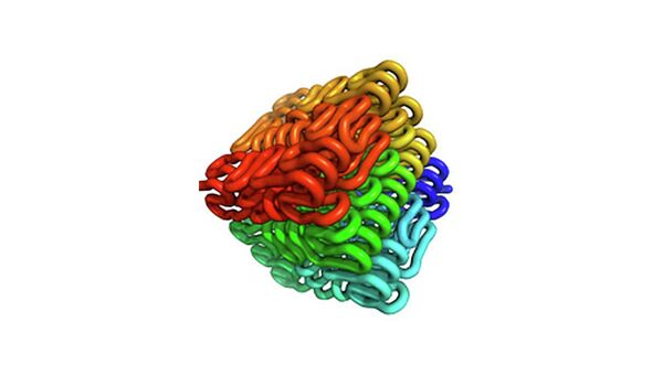 Модель фрактального клубка ДНК, похожего на брикет лапши быстрого приготовления
