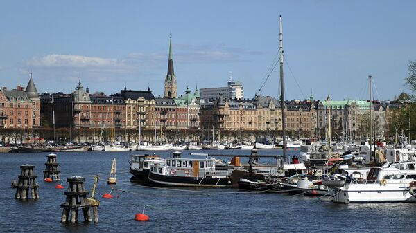 Вид на город Стокгольм, Швеция. Архивное фото