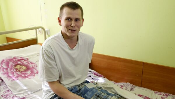 Российский военный Александр Александров, задержанный на Украине, в госпитале Киева 28 июля 2015