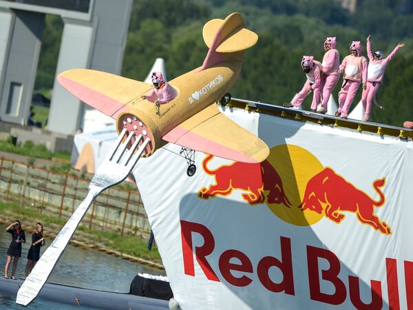 Участники фестиваля самодельных летательных аппаратов Red Bull Flugtag 2015